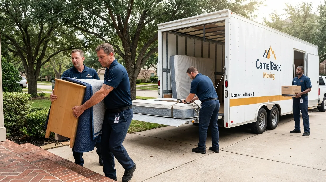 Crew loading residential truck for cross-state move from Hull, MA